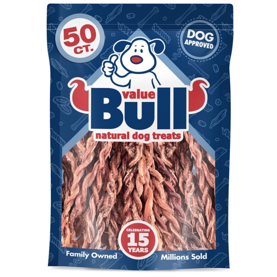 ValueBull USA Lamb Pizzle Twist Dog Chews, 6 Inch, 50 Count