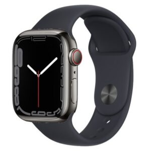 Apple Watch Series 7 GPS + Cellular Graphite Stainless Steel 45MM Black Sport Band