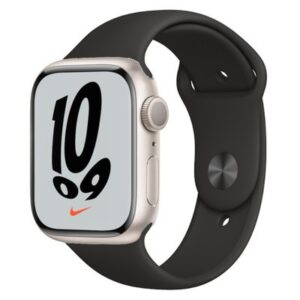 Apple Watch Nike Series 7 GPS Starlight Aluminium 45MM Black Sport Band