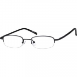 Zenni Classic Oval Prescription Glasses Half-Rim Black Stainless Steel Frame