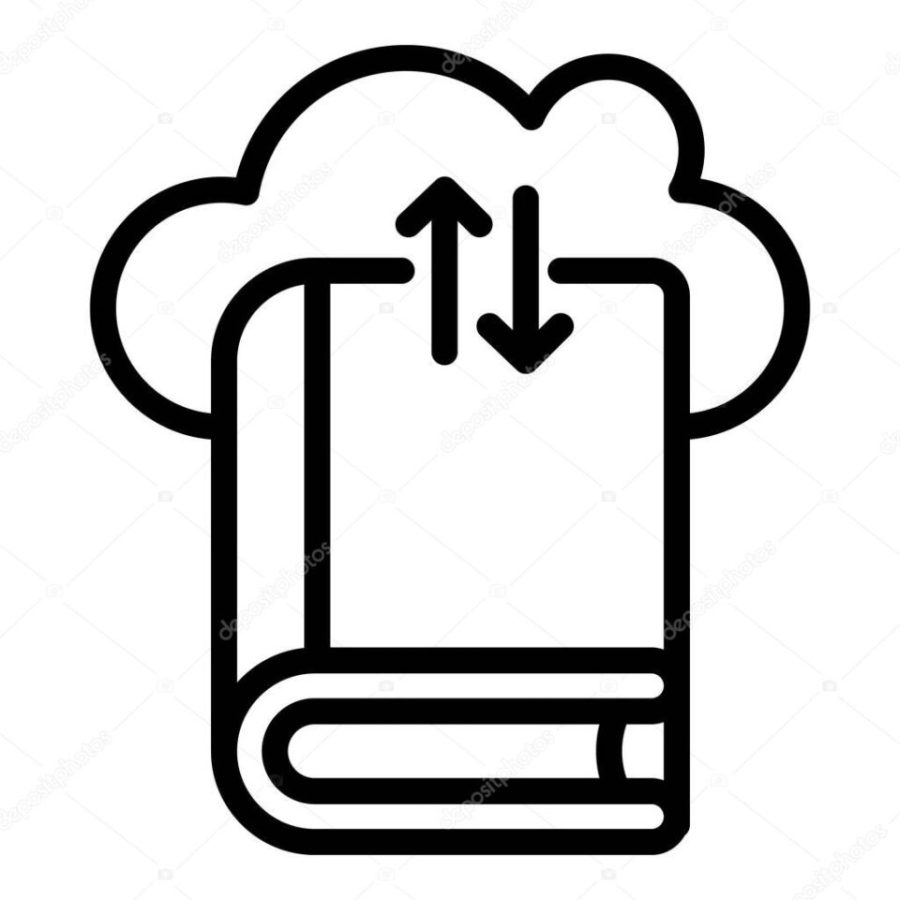Interactive learning cloud book icon, outline style
