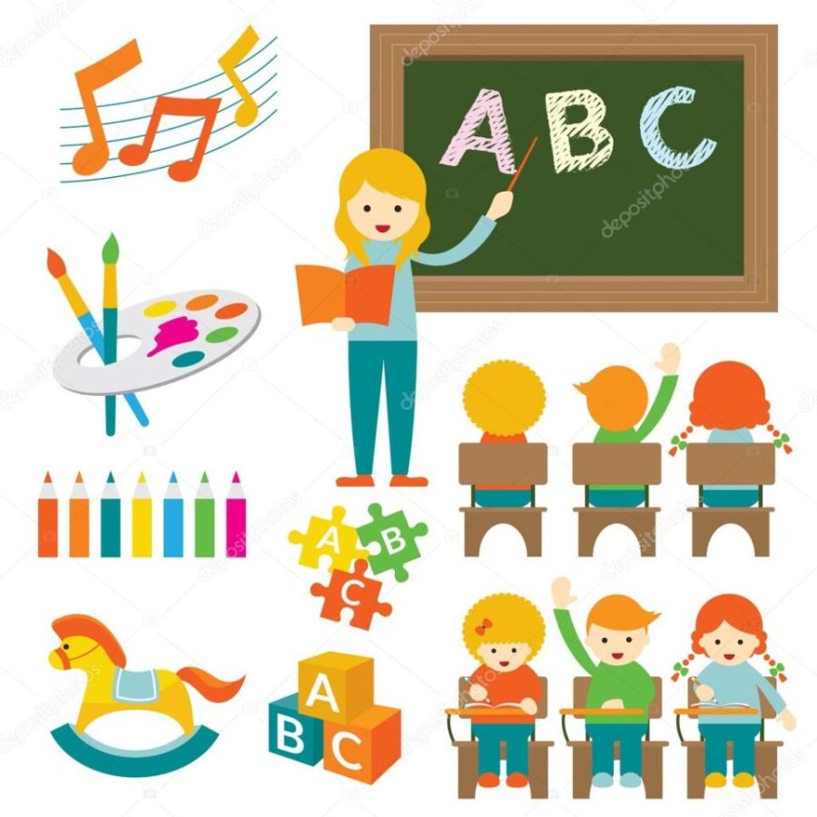 Kindergarten, Preschool, Teacher and Kids Set B