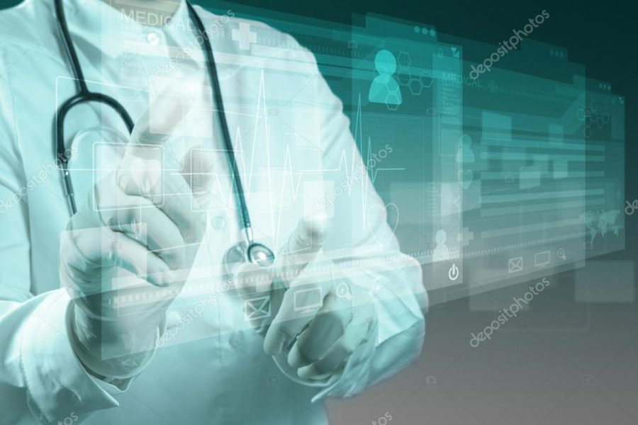 Medicine doctor working with modern computer
