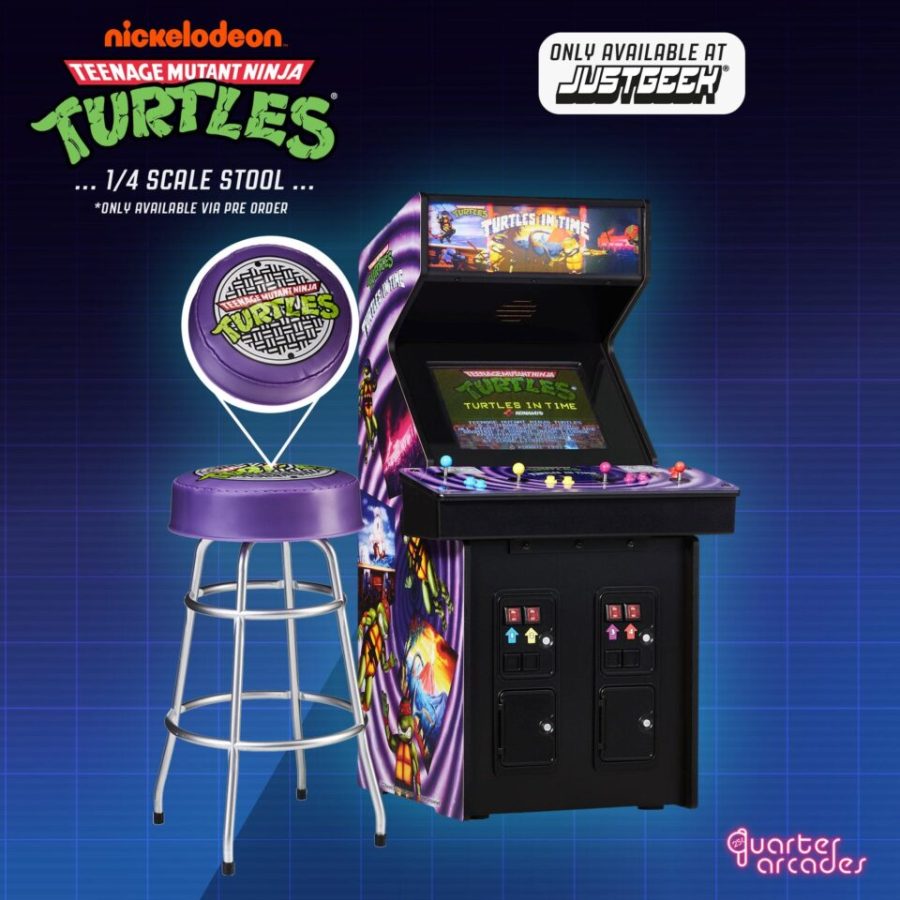 Official TMNT - Turtles in Time Quarter Arcade Cabinet + Free Stool