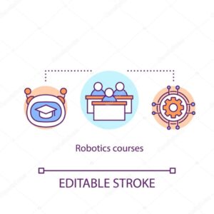 Robotic courses concept icon. Computer science learning. High ed