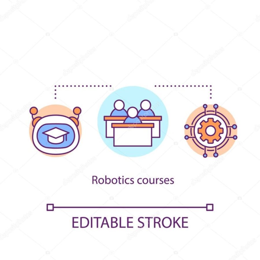 Robotic courses concept icon. Computer science learning. High ed