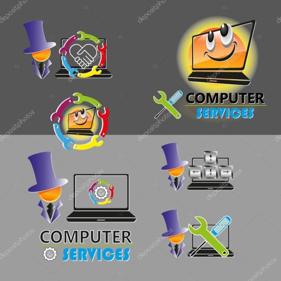 a set of logos for computer repair