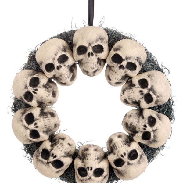 15-Inch Scary Skulls Wreath Decoration