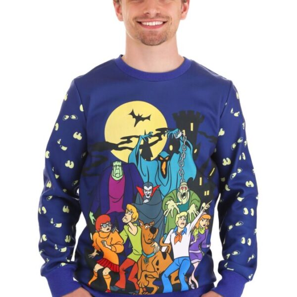 Adult Scooby-Doo Glow-in-the-Dark Ugly Halloween Sweatshirt