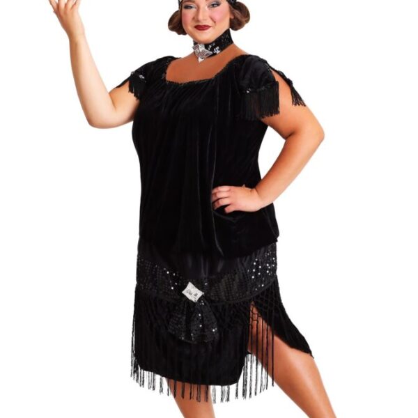 Deluxe Black Flapper Plus Size Womens Costume