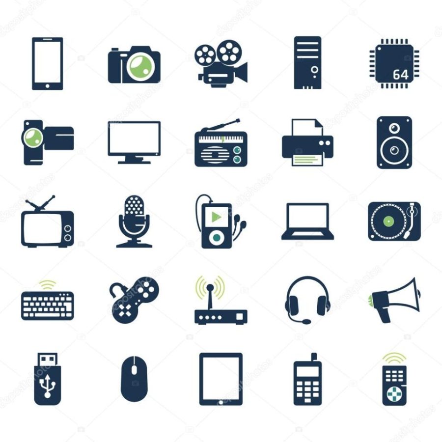 Electronics and gadgets icons set