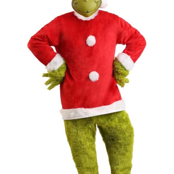 Men's The Grinch Santa Deluxe Jumpsuit with Mask Costume