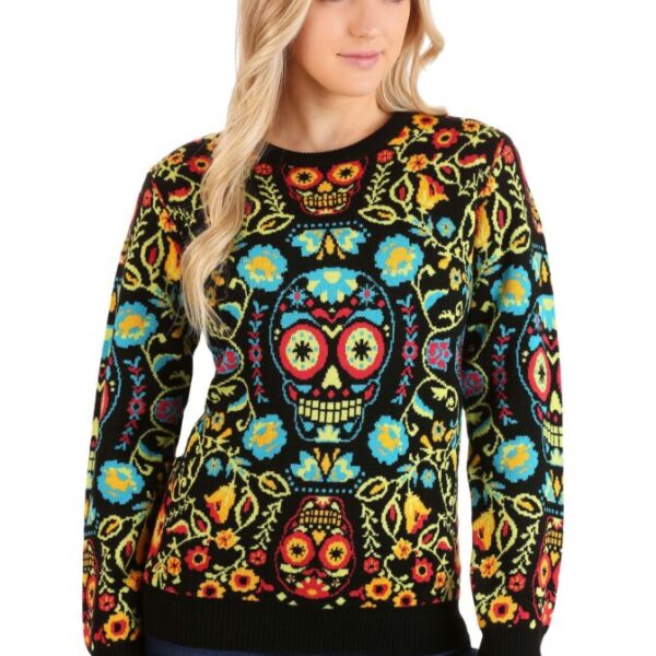 Sugar Skull Ugly Halloween Sweater for Adults