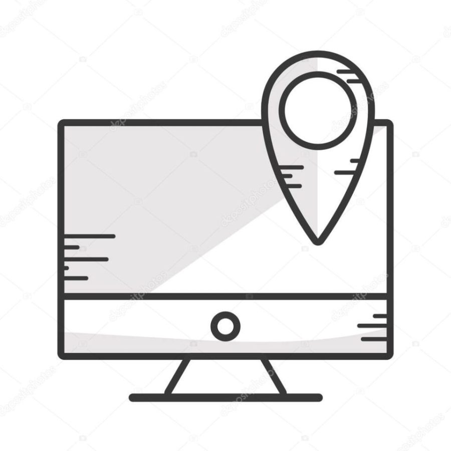 line computer electronic technology with location symbol vector illustration