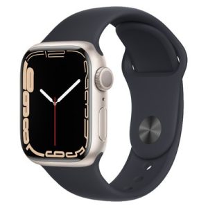 Apple Watch Series 7 GPS + Cellular Starlight Aluminium 45MM Black Sport Band