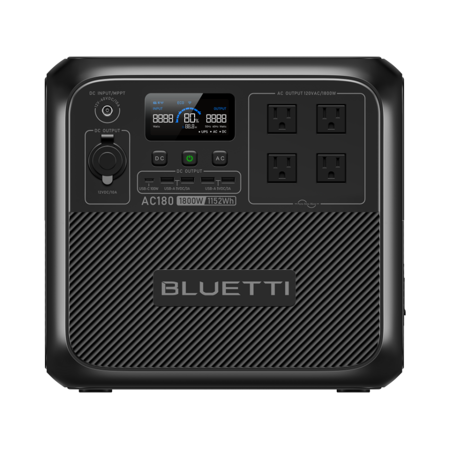 BLUETTI AC180 Portable Power Station | 1,800W 1,152Wh, AC180 | 1800W, 1152Wh Power Station