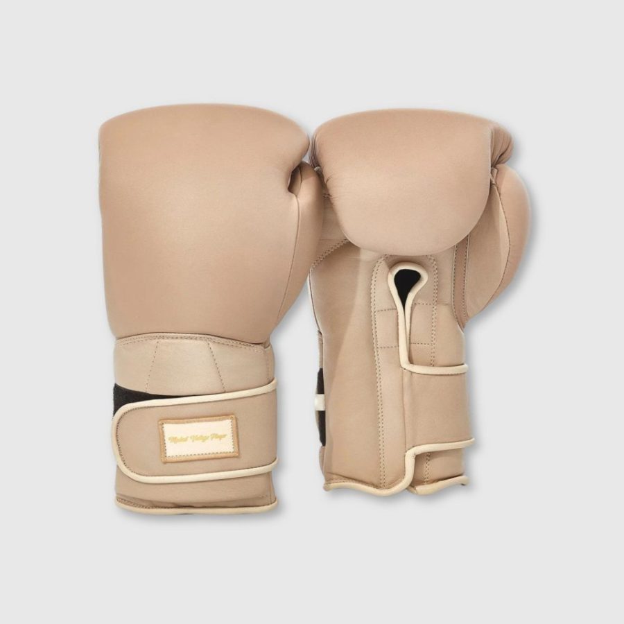 Elite Leather Boxing Gloves - Light Brown + Light Khaki
