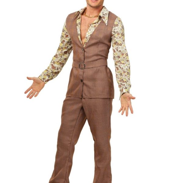 Men's '70s Brown Disco Suit Costume