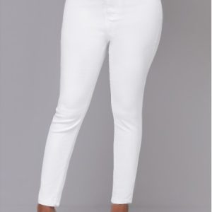 White High Waisted Skinny Zipper Fly Pants