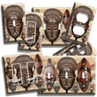 AFRICAN ANCIENT WARRIOR TRIBE MASK LIGHT SWITCH OUTLET WALL PLATE ROOM ART DECOR