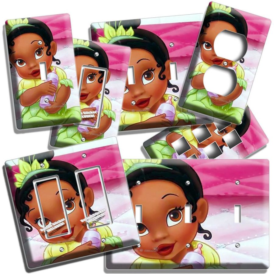 BABY PRINCESS TIANA AND FROG LIGHT SWITCH OUTLET WALL PLATE GIRLS ROOM ART DECOR