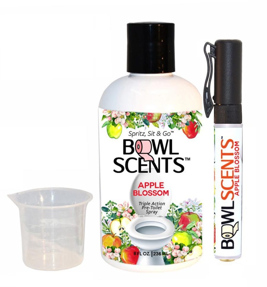 Bowl Scents Toilet Spray Apple Blossom 8 oz + Traveler Unit | Prevent Poop Smell