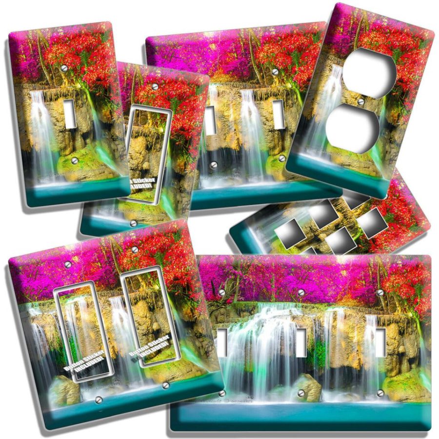 COLORFUL JAPANESE LAGOON WATERFALL LIGHT SWITCH OUTLET WALL PLATE ROOM ART DECOR
