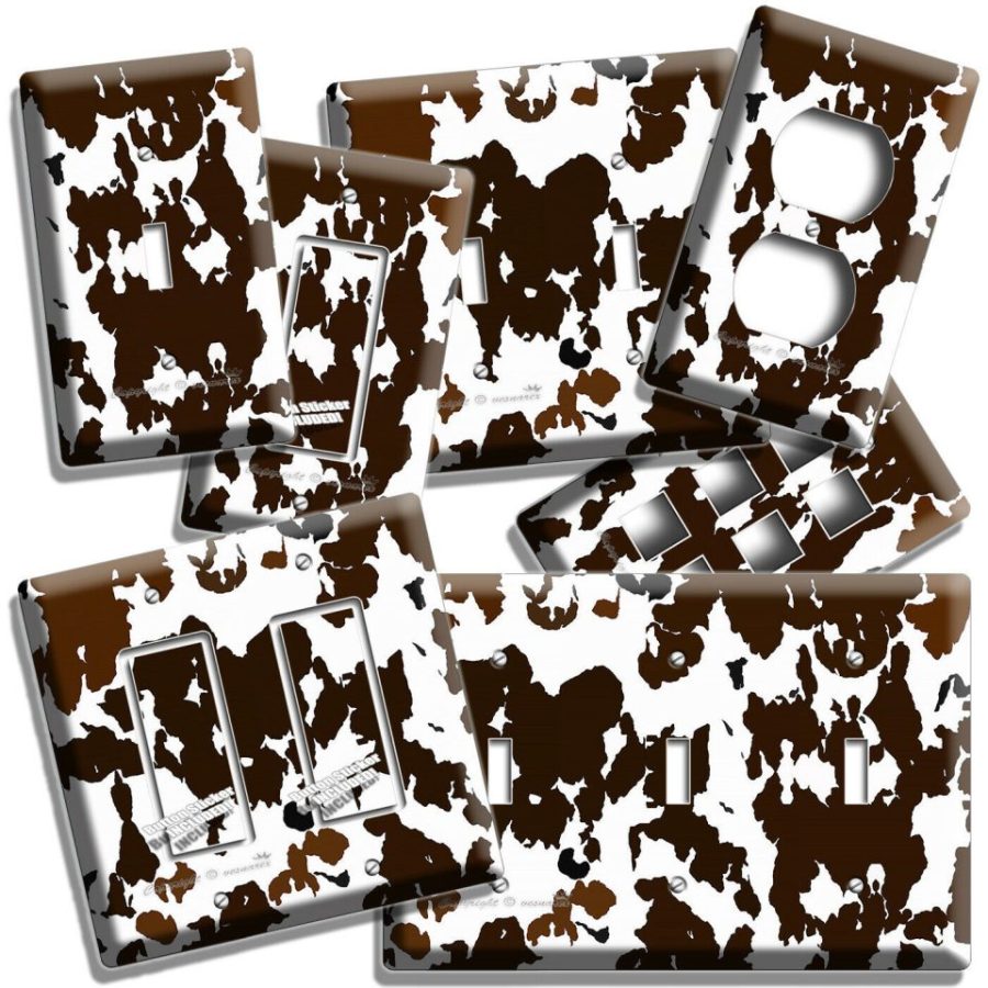 COW HIDE SKIN PRINT LIGHT SWITCH OUTLET WALL PLATE COUNTRY STYLE ROOM HOME DECOR