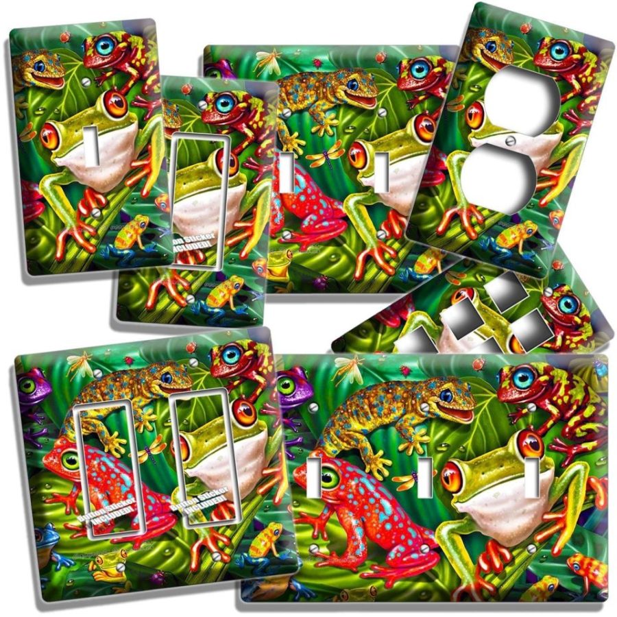 CUTE EXOTIC RAINFOREST TROPICAL TREE FROGS LIGHT SWITCH OUTLET WALL PLATE COVER