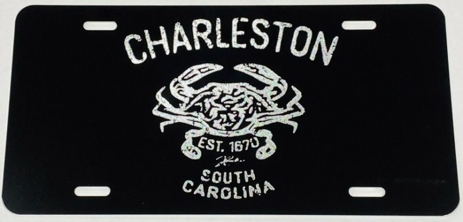 Charleston Crab Diamond Etched Engraved License Plate Car Tag Great Gift