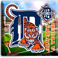 DETROIT TIGERS COMERICA STADIUM DOUBLE LIGHT SWITCH WALL PLATE COVER BOYS ROOM