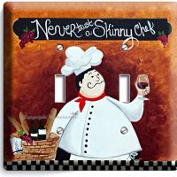 DRUNK ITALIAN FAT CHEF DOUBLE LIGHT SWITCH WALL PLATE COVER KITCHEN DINING ROOM