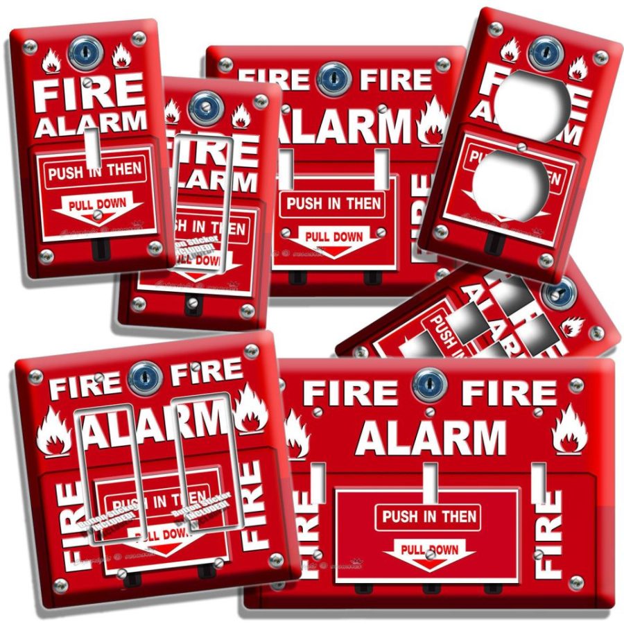 FIRE ALARM PULL DOWN AND PUSH LIGHT SWITCH OUTLET WALL PLATE COVER ROOM HD DECOR