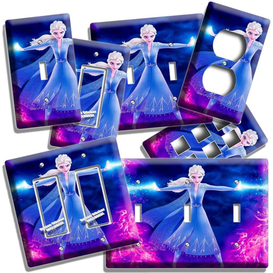 FROZEN 2 ELSA THROWING ICE FLAMES LIGHT SWITCH OUTLET WALL PLATES NEW ROOM DECOR