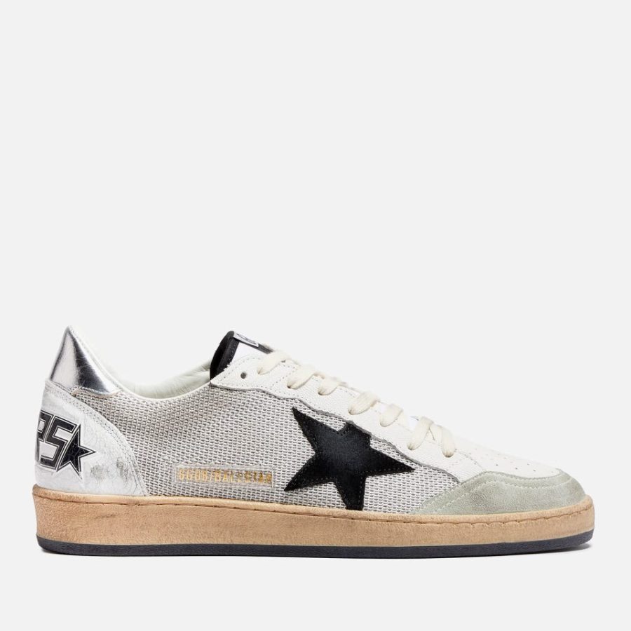 Golden Goose Ball Star Distressed Leather and Canvas Trainers - UK 11