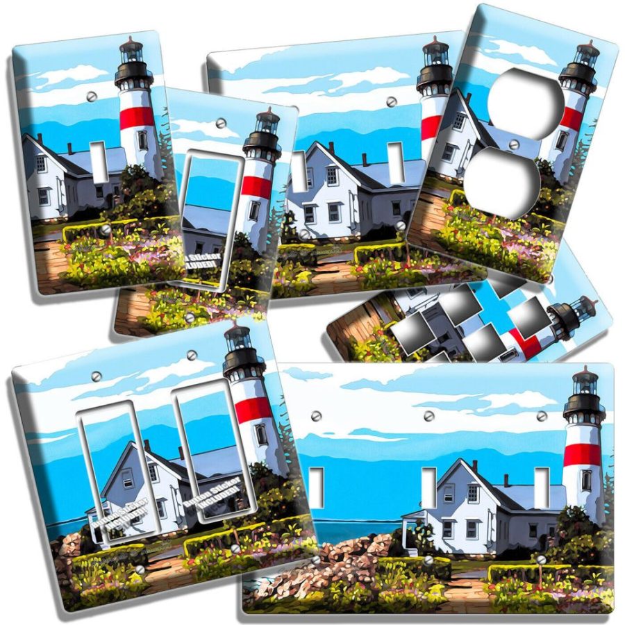 LIGHTHOUSE OCEAN CLOUDS SEA SHORE LIGHT SWITCH OUTLET WALL PLATES ROOM ART DECOR