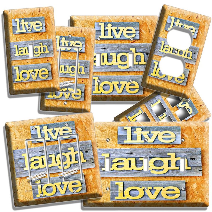 LIVE LAUGH LOVE RUSTIC WOODEN LOOK LIGHT SWITCH OUTLET WALL PLATE KITCHEN COVER