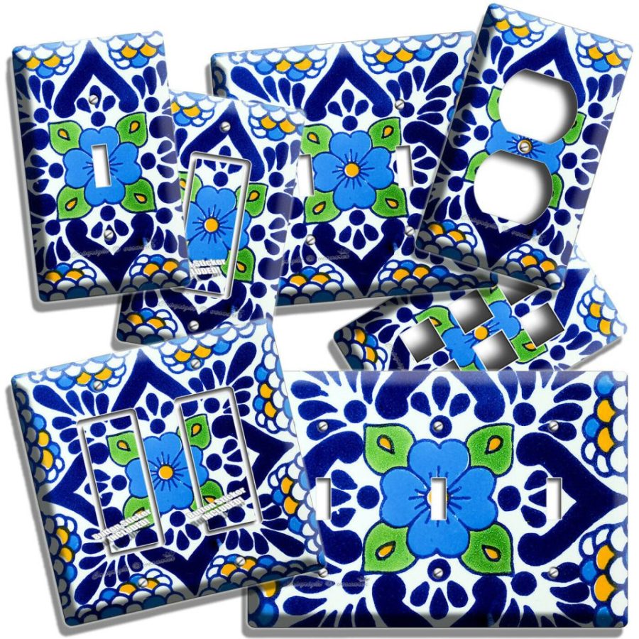 MEXICAN TALAVERA TILE INSPIRED LIGHT SWITCH OUTLET PLATES KITCHEN FOLK ART DECOR