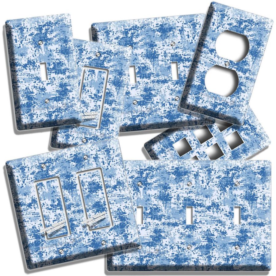 MILITARY NAVY MARINES PIXELATED CAMO LIGHT SWITCH OUTLET PLATE ROOM HOME DECOR