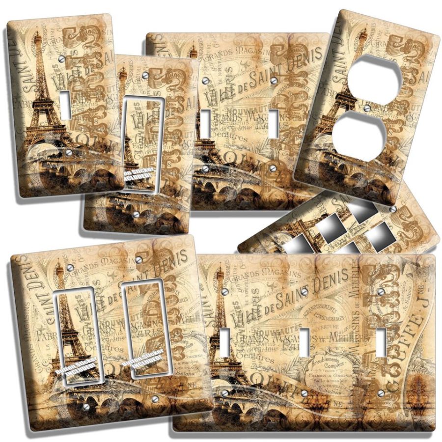 PARIS EIFFEL TOWER VITAGE DECORATIVE LIGHT SWITCH WALL PLATE OUTLET DECOR COVER