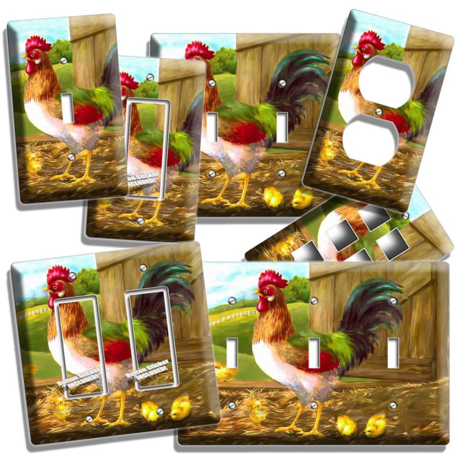 ROOSTER CHICKS FRENCH COUNTRY FARM LIGHT SWITCH PLATE OUTLET KITCHEN DINER ROOM