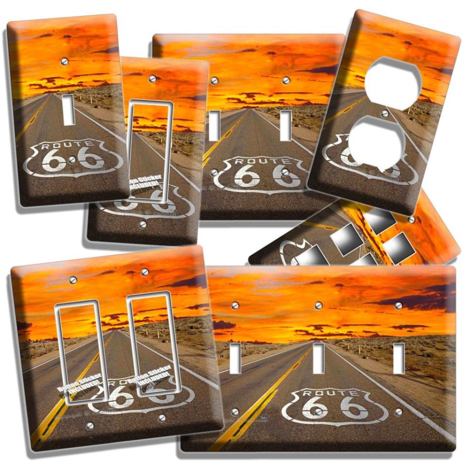 ROUTE 66 LONG HISTORIC ROAD SUNSET LIGHT SWITCH OUTLET WALL PLATE ROOM ART DECOR