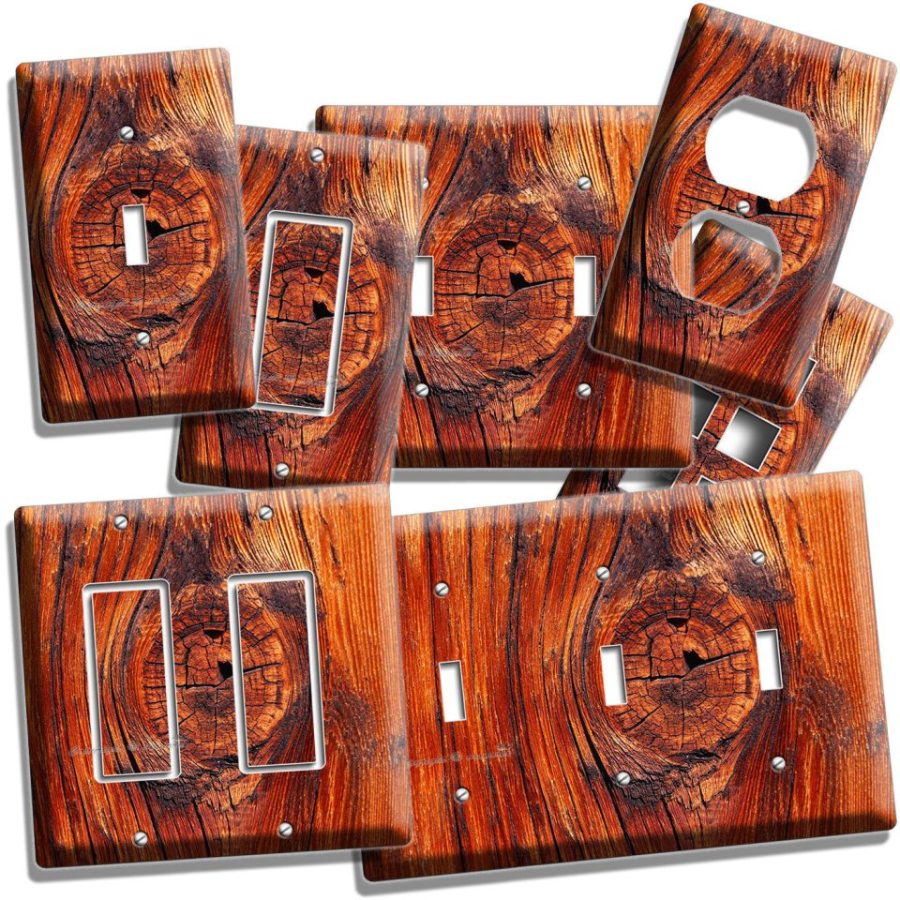 RUSTED OLD WOOD EYE RUSTIC LIGHT SWITCH WALL PLATES OUTLET KITCHEN LOG CABIN ART