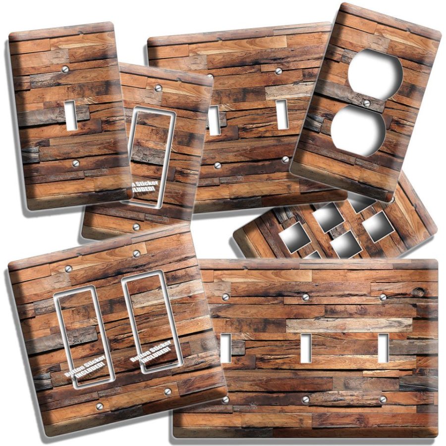 RUSTIC BARNWOOD RECLAIMED WOOD LOOK LIGHT SWITCH OUTLET PLATES RANCH BARN DECOR