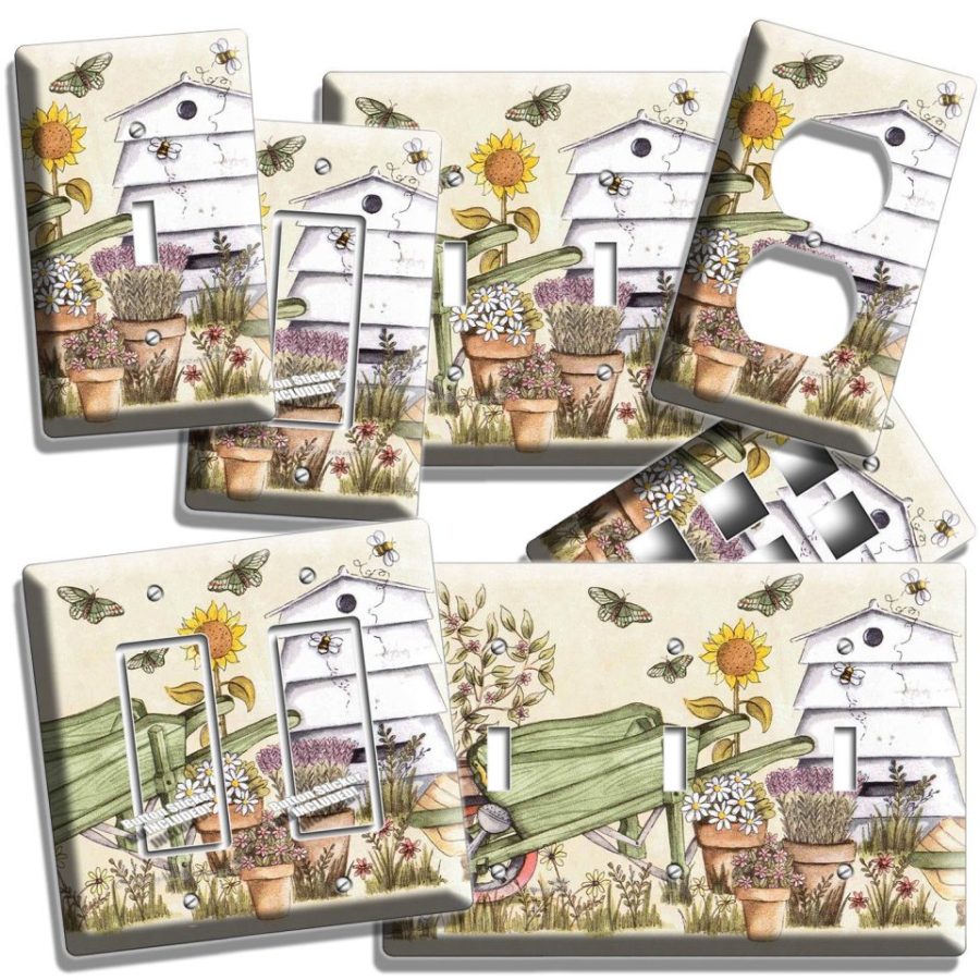 RUSTIC COUNTRY BEEHIVE BEES FLOWERS LIGHT SWITCH PLATE OUTLET KITCHEN HOUSE ROOM