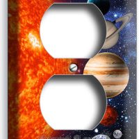 SOLAR SYSTEM SPACE PLANETS MOON STARS OUTLET WALL PLATE KIDS BEDROOM ROOM DECOR