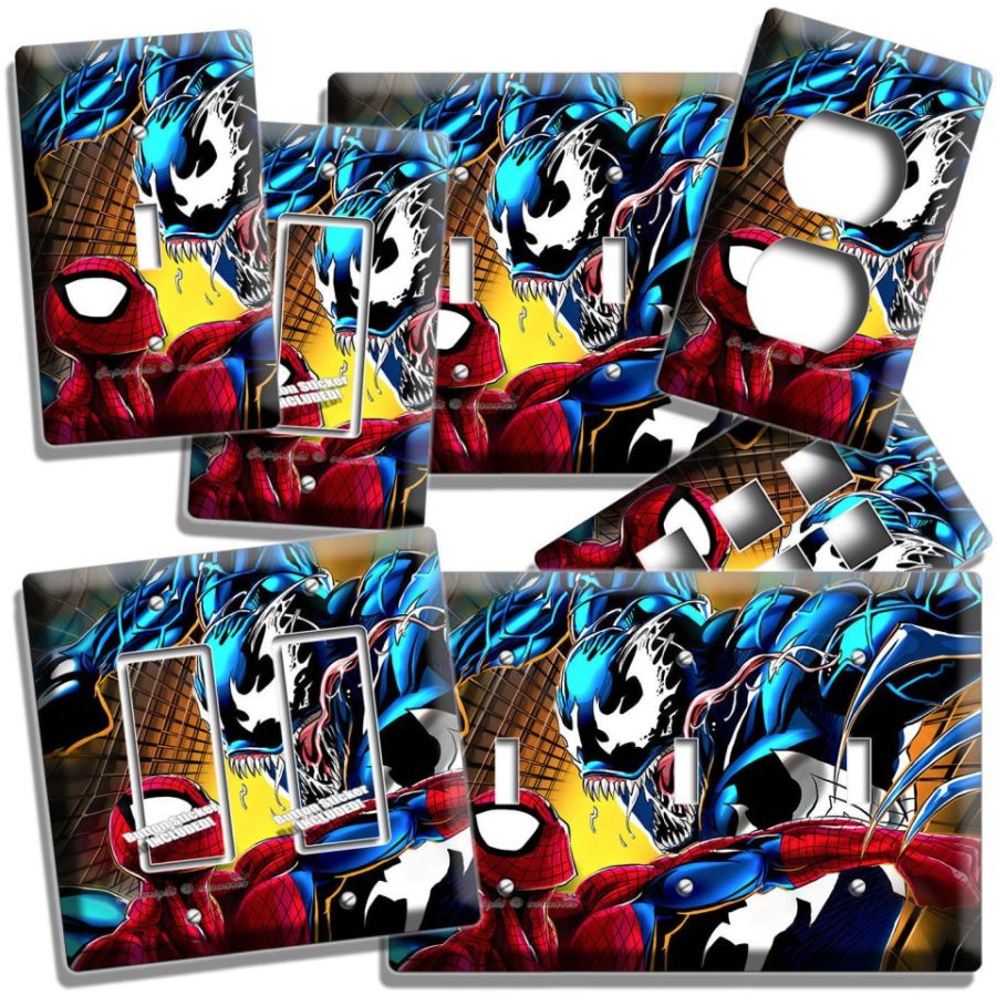 SPIDERMAN VS VENOM LIGHT SWITCH OUTLET WALL PLATES BOYS GAME PLAY ROOM ART DECOR