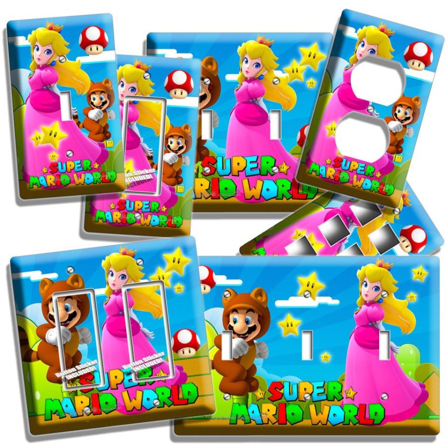 SUPER MARIO PRINCESS PEACH LIGHT SWITCH OUTLET WALL COVER PLATE GIRLS GAME ROOM