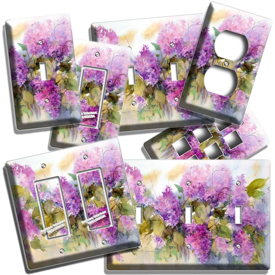 WATERCOLOR SYRINGA LILAC FLOWERS LIGHT SWITCH OUTLET WALL PLATES ROOM FLORAL ART