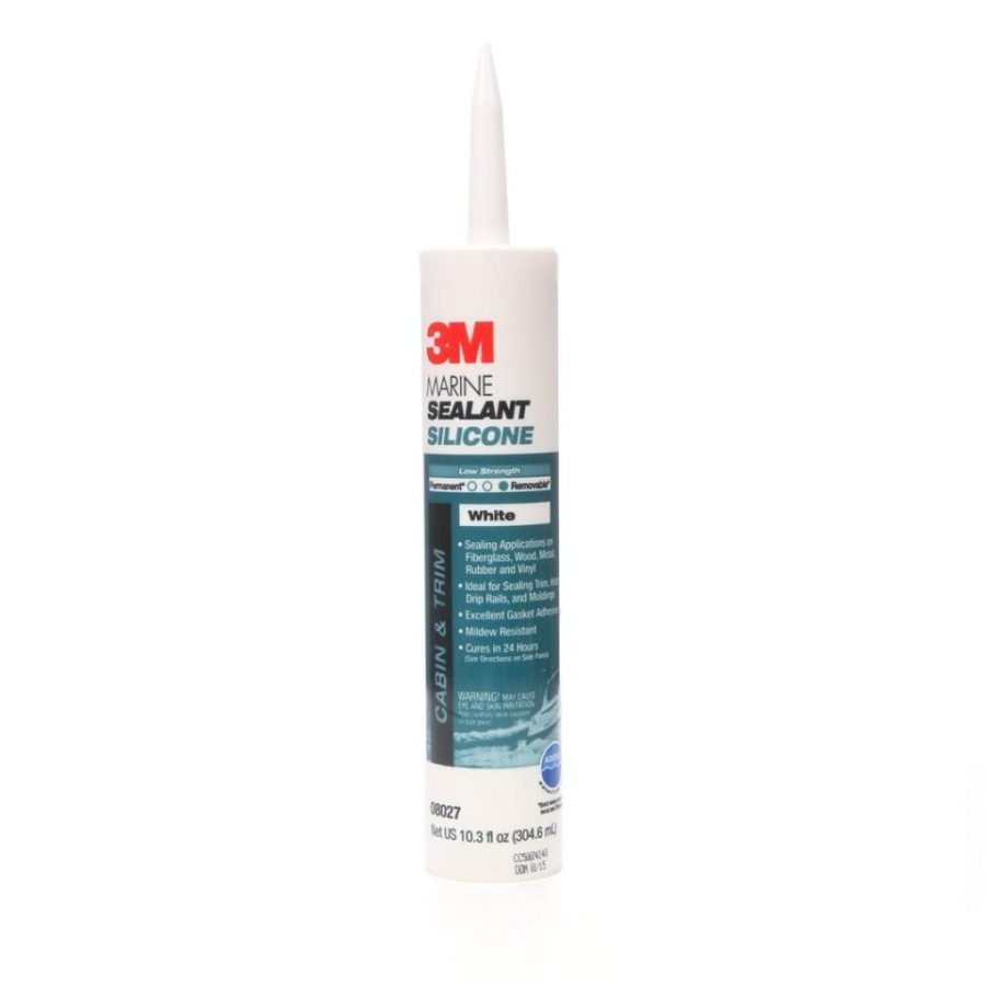3M 8027 Marine Grade Silicone Sealant, For Boats and RVs, Above the Waterline Interior/Exterior Sealing, White, 10.3 fl oz Cartridge